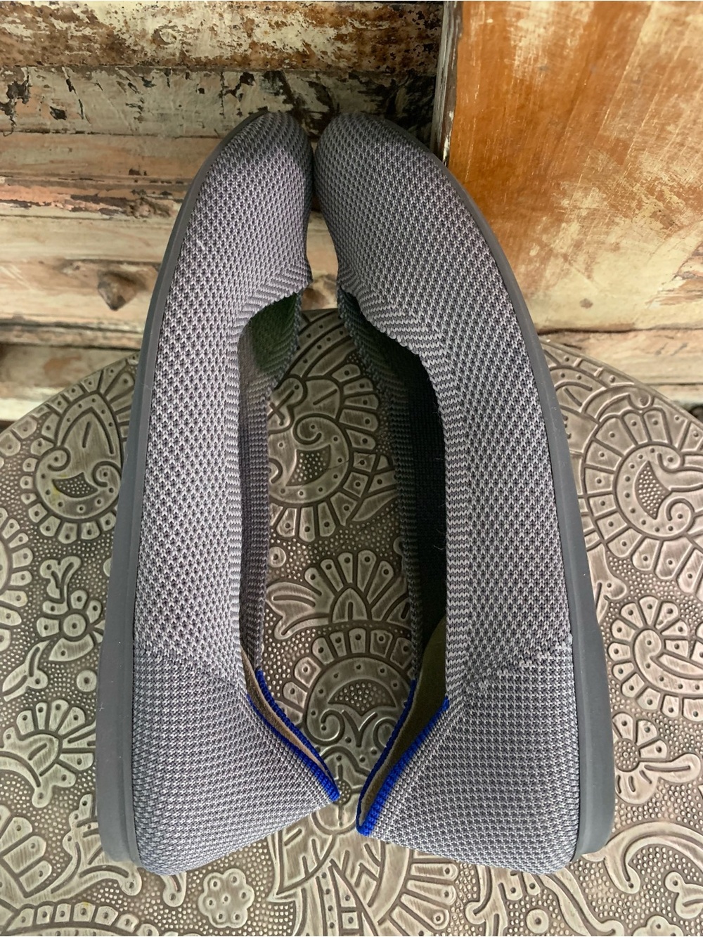 Rothy’s The Flat Slip-On Knit Ballet Flats Gray Birdseye NO INSOLES, EUC, 7 - Picture 6 of 7